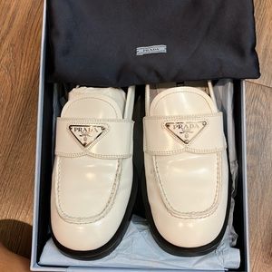 TODAY ONLY white prada loafers size 38